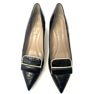 avellini Shoes Blk Lather Sz 38 (37.5)Round Heels Pointy Toe Made In Italia Rare